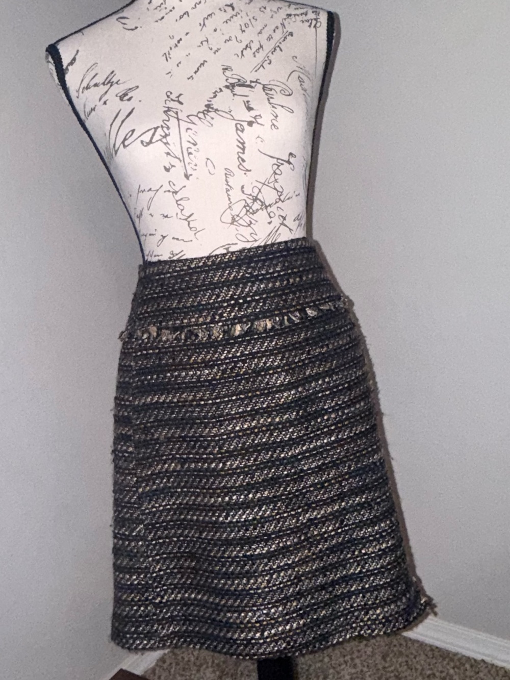 LOFT Black Tweed Mini Skirt with Multicolor Thread Size 10